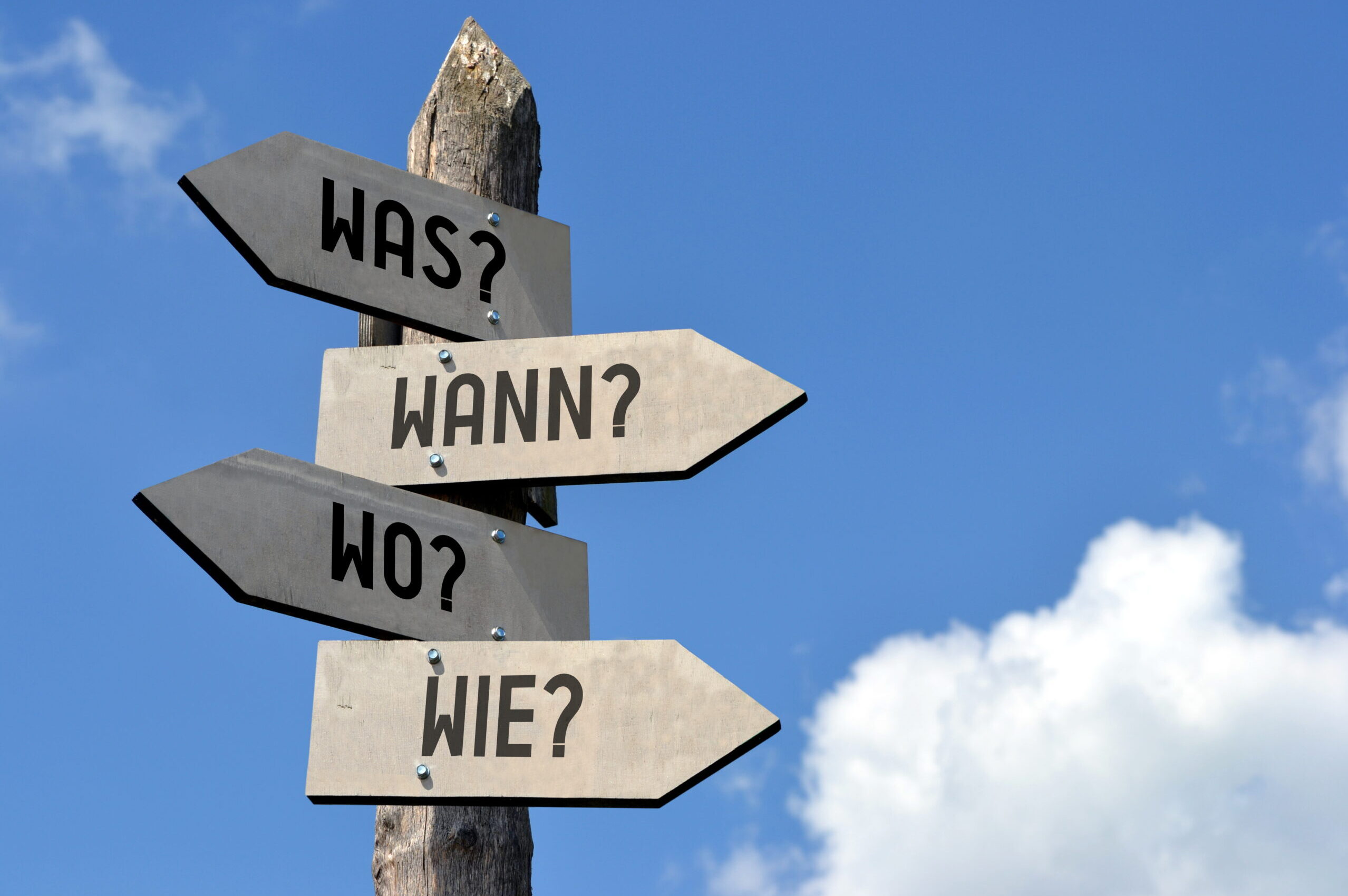 Questions signpost - in German